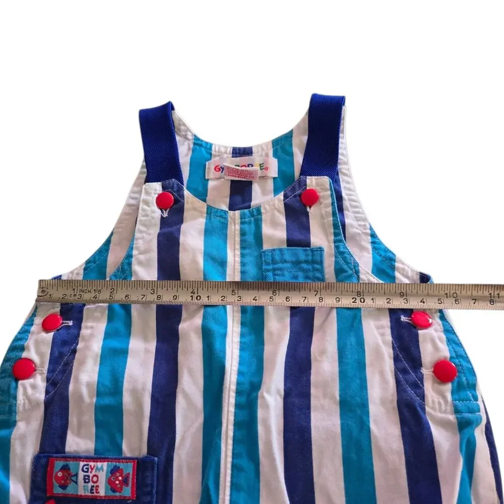 vintage gymboree rainbow tag bubble romper fish blue white stripes Newborn